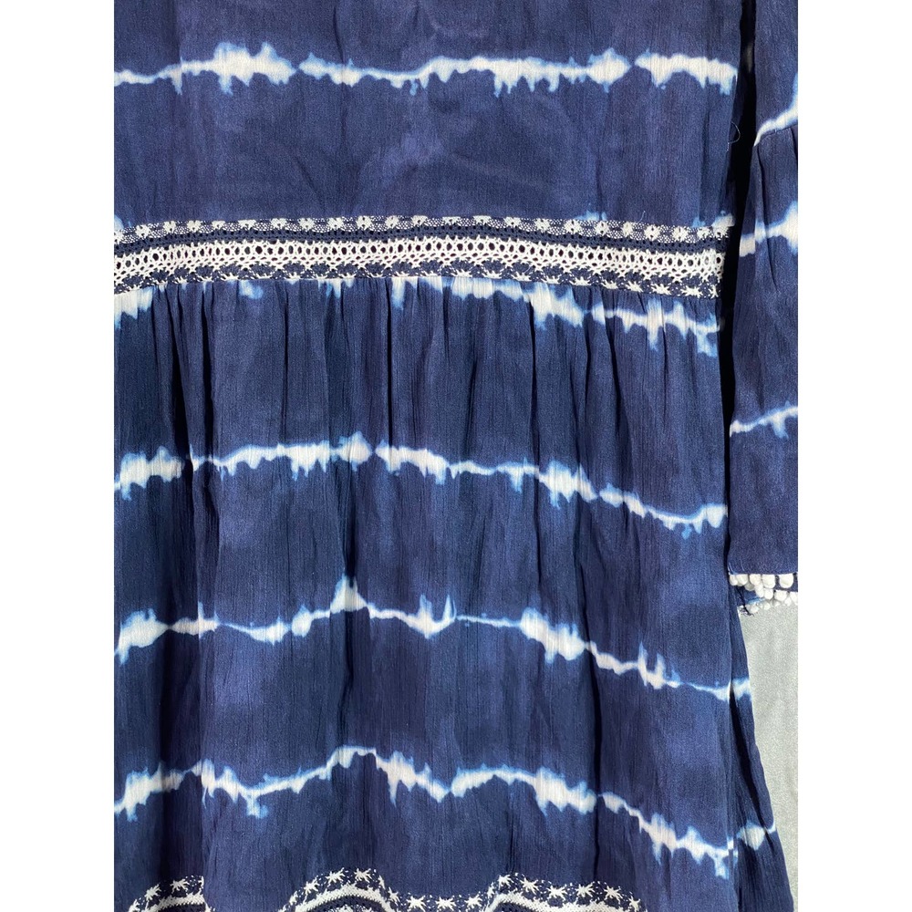 INC International Women's Fiona Tie-Dye V-Neck 3/4 Sleeve Crochet Mini Dress SZS - Picture 6 of 12